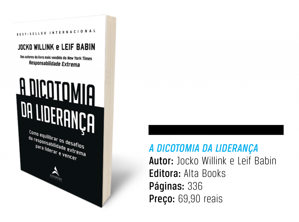 A imagem mostra o livro A Dicotomia da Liderança e suas informações técnicas.